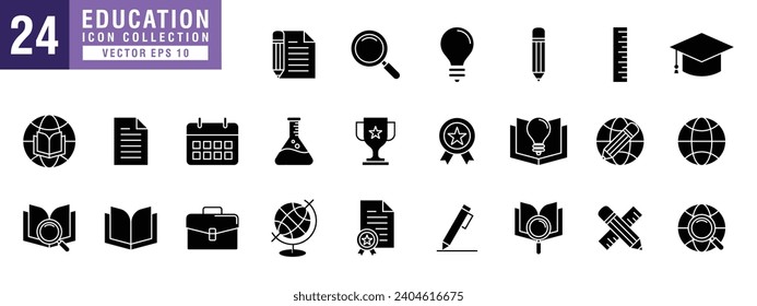 Vektorgrafik Icon Set, Schule, Hochschule, Universität, Intelligenz, Wissenschaft, Wissen, Vektor EPS10.