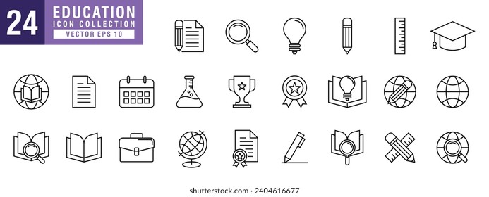 Vector of education icon set, school, college, university, intelligence, science, knowledge, vector EPS 10.
