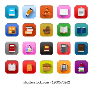vector education Icons set, learning school and university graduation - teachingand study illustrations isolated - diploma