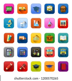 vector education Icons set, learning school and university graduation - teachingand study illustrations isolated - diploma