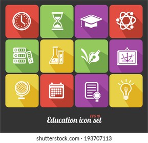 Vector education icons set. Random color boxes