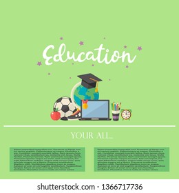 Vector Education illustration concept with text ,knowledge icon ,symbol,pictogram