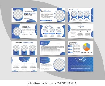 Vector Education minimal and modern slides presentation template. School or Education Presentation Design. University Presentation Design.