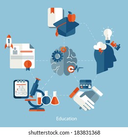 Vector education and science concept. Flat design.