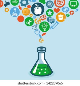 Vector education and science concept -  icons and signs