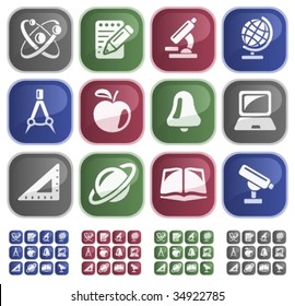 Vector: Education sticky buttons - 4 color versions