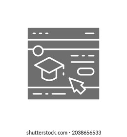 Vector education website, web page grey icon.