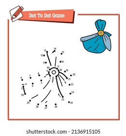 vector educational game illustration of dot to dot puzzle with doodle fabric sling