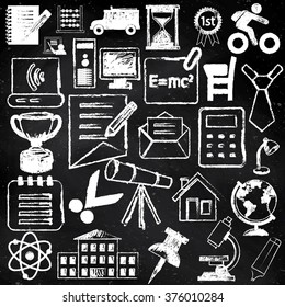 Vector educational icon set. Hand drawn educational and school icons. Beautiful design elements.