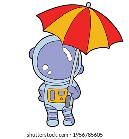 Vector educational illustration of cute cartoon astronaut for children and scrap book