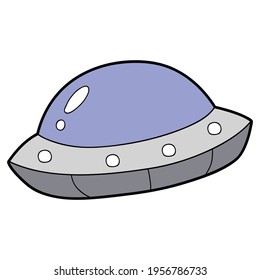 Vector educational illustration of cute cartoon UFO for children and scrap book