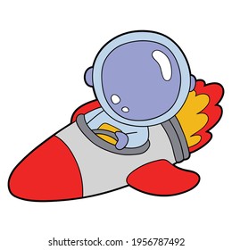 Ilustración educativa vectorial del astronauta de las tiras cómicas para niños y libro de chatarra