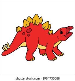 Vector educational illustration of cute cartoon dinosaur character for children and scrap book