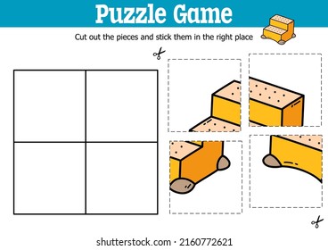 Puzzle-Spiel für Kinder mit Vektorgrafik zum Schneiden und Streichen von Stücken mit Doodle-Stand