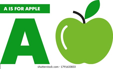 Tarjeta de juego de rompecabezas educativa vectorial para libros de alfabeto infantil letra A manzana verde para imprimir en casa para jugar con niño preescolar sobre fondo blanco