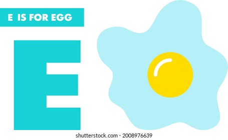 Tarjeta de juego de rompecabezas educativa vectorial para libros de alfabeto infantil huevos letras azules E para imprimir en casa para jugar con niños preescolares de fondo blanco