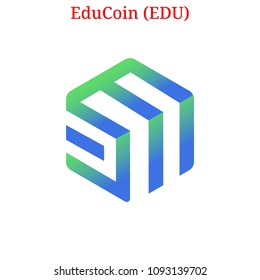 Vector EduCoin (EDU) digital cryptocurrency logo. EduCoin (EDU) icon. Vector illustration isolated on white background.