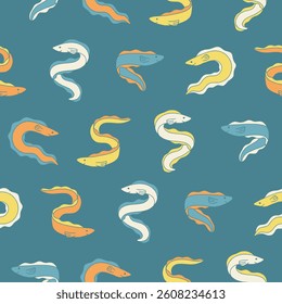 Vector Eel Seamless Pattern Background for Print Fabric Surface Fashion Wrapping