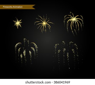 Vector Effect. Effect For Game. Explode Effect Animation. Cartoon Explosion Frames Fireworks Vector