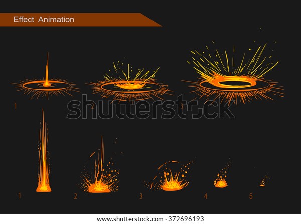 ベクター画像エフェクト ゲームの効果 分解効果のアニメーション 漫画の爆発フレーム のベクター画像素材 ロイヤリティフリー 372696193