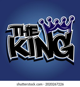 vector effect text design, black with blue crown, on gradient blue background