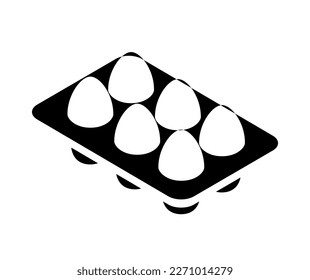 Vector egg carton isolated pack. Eggs container box cooking food cardboard black icon