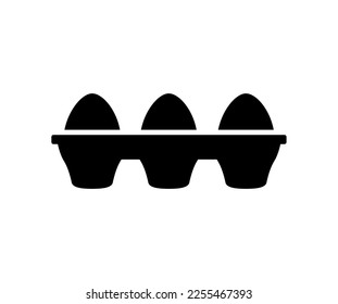 Vector egg carton pack. Eggs container box cooking food cardboard black icon