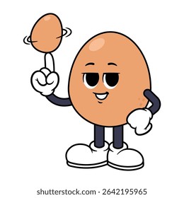 Vector Egg Character Spinning Egg on Finger