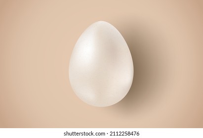 Vector egg for Easter on beige background. Vector white egg in realistic style for Easter.