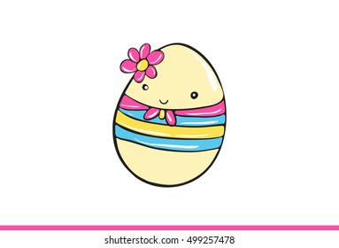 Vector egg emoticon dressed cutely with facial expressions.Isolated in white background. Vector illustration. 
