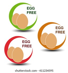 Vector egg free symbols isolated on white background. Silhouettes eggs in a circle with shadow. 