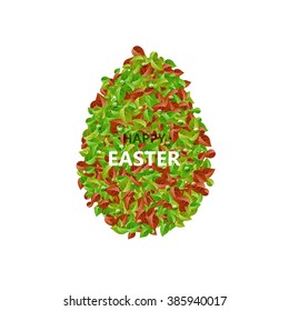 vector egg with leaves on a white background