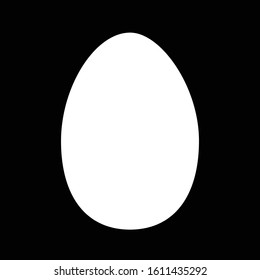 Vector Egg shape silhouette isolated on black background. Flat icon. Beautiful template for your design. Easter element. Stencil.