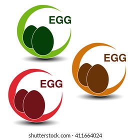 Vector egg symbols isolated on white background. Silhouettes eggs in a circle with shadow. 