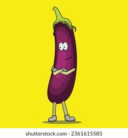 Vector eggplant character with arms crossed