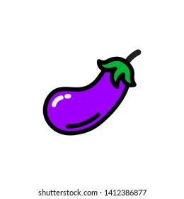 Vector eggplant icon. Flat illustration of eggplant isolated on white background. Icon vector illustration sign symbol.