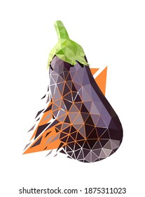 Vector eggplant in low poly style