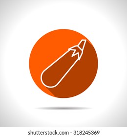 Vector eggplant orange icon with flat shadow 