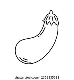 Vector eggplant vegetable farm black doodle icon