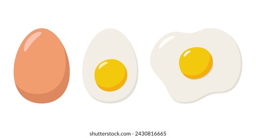 Huevos vectoriales. El concepto del desayuno. Ilustración vectorial. Aislado sobre un fondo blanco. Diseño plano.	
