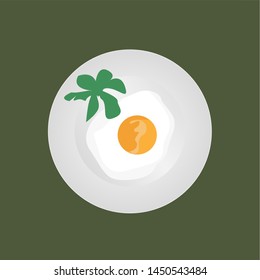 vector of eggs for cow's food on a plate with green vegetables