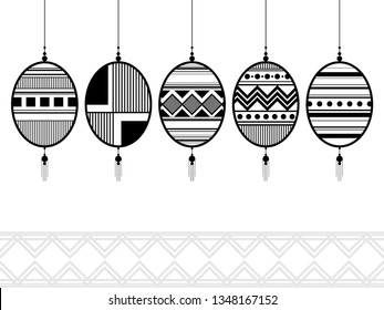 vector  eggs for easter. Black lines graphic stile on white background 