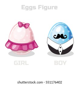 Vector Eggs Figure, cartoon character easter girl and boy