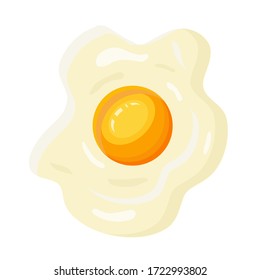 Vector eggs isolated on white background. Fried egg with whole yolk for breakfast. Cartoon style. 