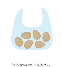 Vector of Eggs in plastic bag. Grocery, shopping.