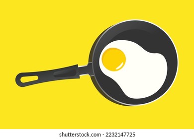Vector Eggs sunny side up on a black frying pan.  