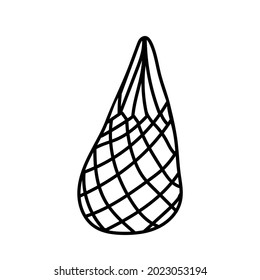 Vector ego bag illustration. Doodle mesh bag sketch. Market shopping bag, shopper, eco bag.