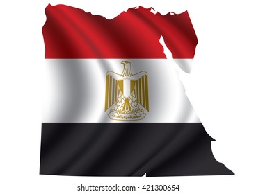Vector of Egypt flag blowing in the wind in Egypt map shape