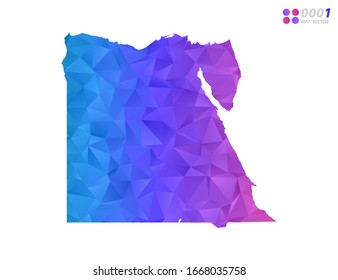 Vector Egipto mapa mosaico triángulo de polígono colorido con fondo blanco. degradado de estilo.