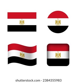 Juego de iconos de la bandera nacional de Egipto vectores